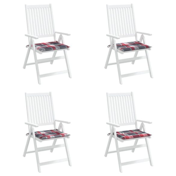 4 db piros kockás oxford szövet kerti székpárna 50 x 50 x 4 cm