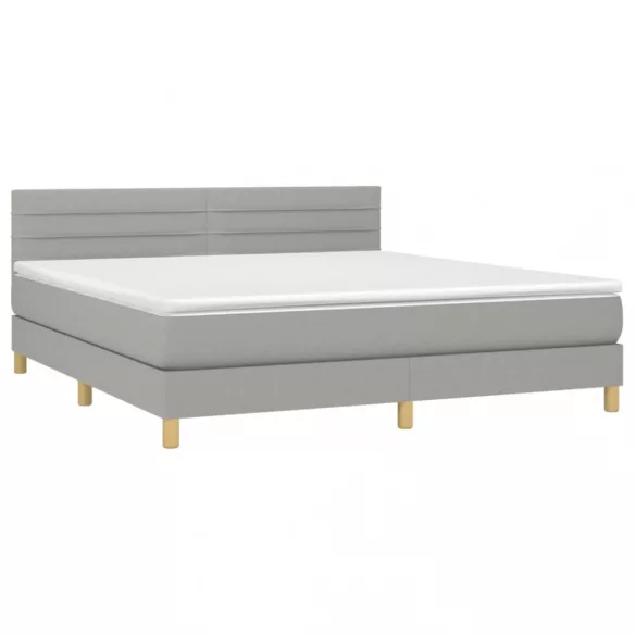 világosszürke szövet rugós ágy matraccal 160 x 200 cm