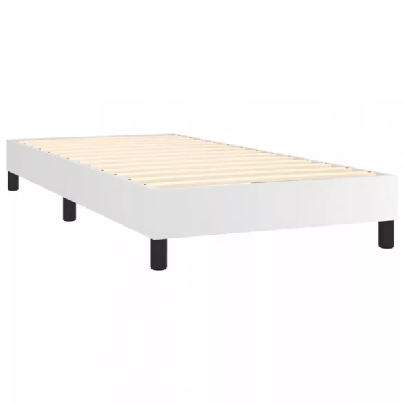 fehér műbőr rugós ágy matraccal 100 x 200 cm