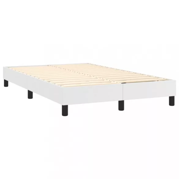 fehér műbőr rugós ágy matraccal 120 x 200 cm
