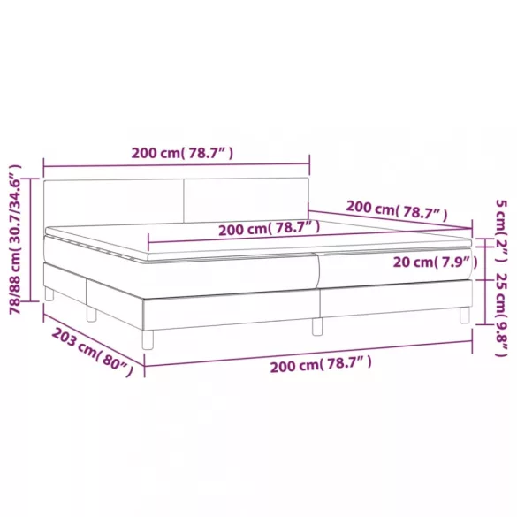 fehér műbőr rugós ágy matraccal 200 x 200 cm