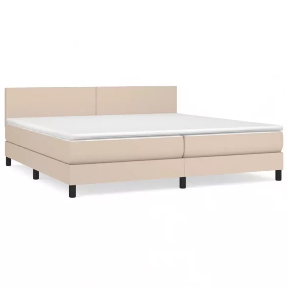 cappuccino színű műbőr rugós ágy matraccal 200 x 200 cm