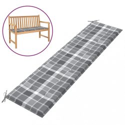 szürke kockás oxford szövet kerti padpárna 200x50x4 cm