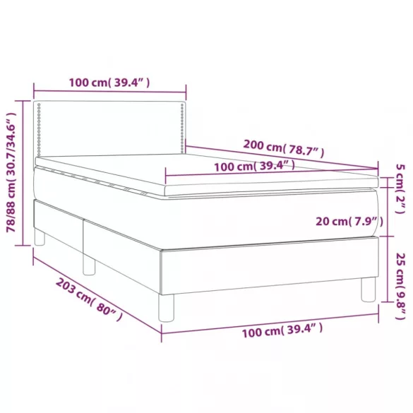 fekete műbőr rugós ágy matraccal 100 x 200 cm