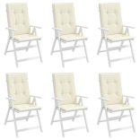 6 db krémszínű szövet magas háttámlájú székpárna 120x50x3 cm