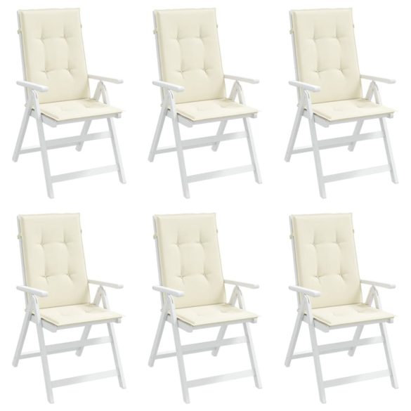 6 db krémszínű szövet magas háttámlájú székpárna 120x50x3 cm