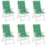 6 db zöld szövet kerti magas háttámlájú székpárna 120x50x3 cm