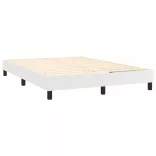 fehér műbőr rugós ágy matraccal 140x190 cm