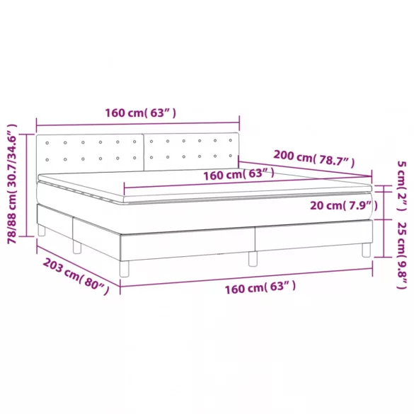 fehér műbőr rugós ágy matraccal 160 x 200 cm