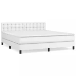 fehér műbőr rugós ágy matraccal 180 x 200 cm