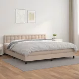 cappuccino színű műbőr rugós ágy matraccal 200 x 200 cm