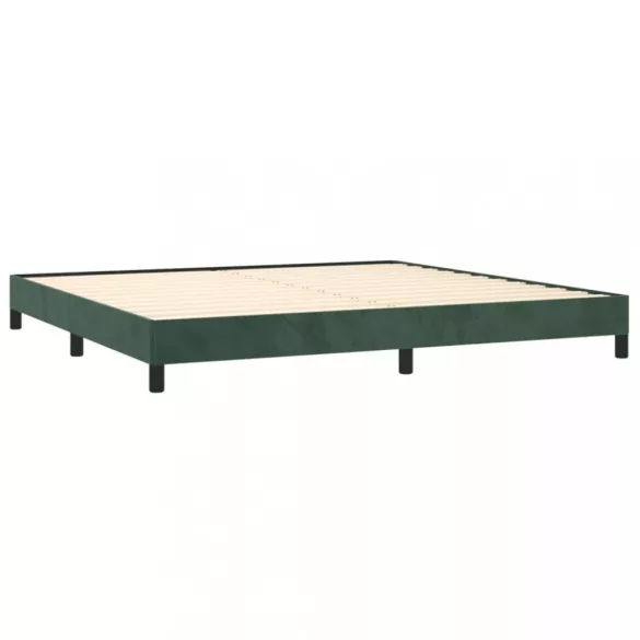 sötétzöld bársony rugós ágy matraccal 200x200 cm