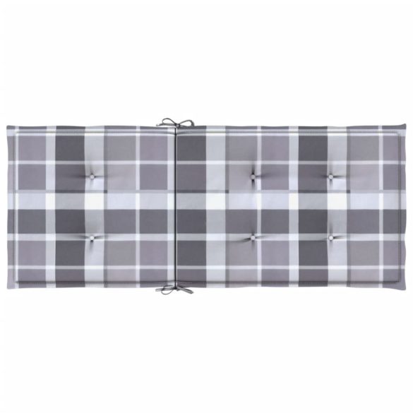 4 db szürke kockás szövet magas háttámlájú székpárna 120x50x3cm