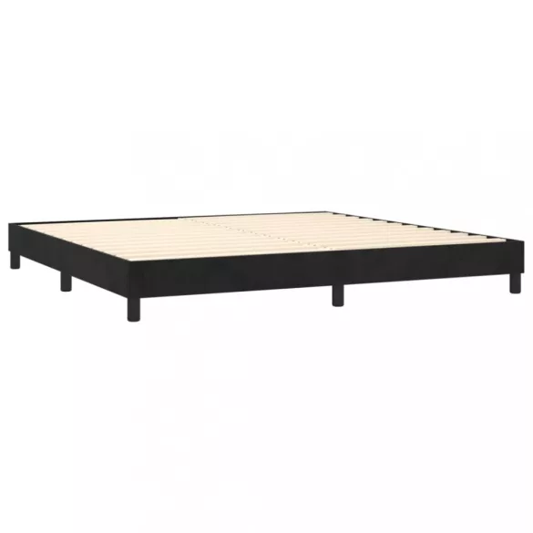fekete bársony rugós ágy matraccal 200x200 cm