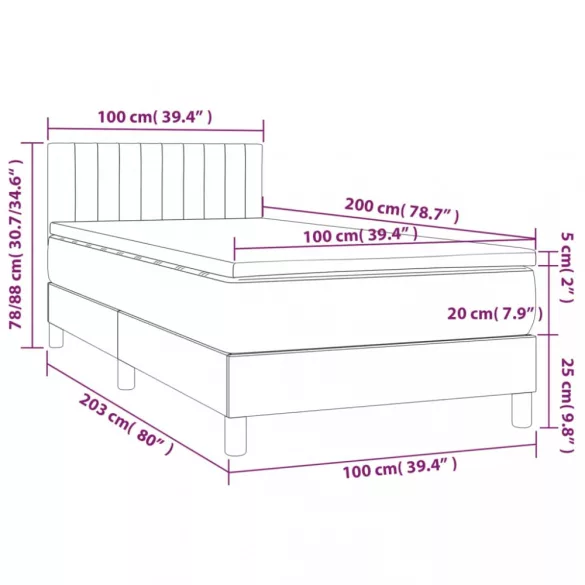 sötétzöld bársony rugós ágy matraccal 100 x 200 cm