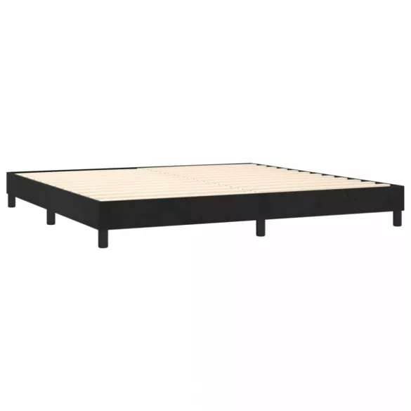 fekete bársony rugós ágy matraccal 200x200 cm
