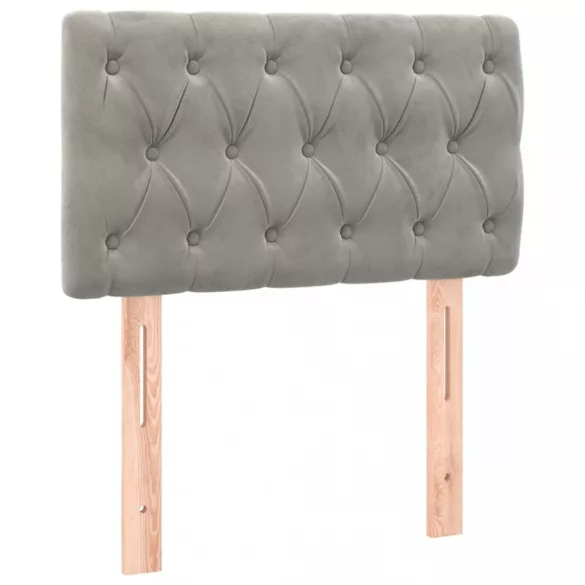 világosszürke bársony rugós ágy matraccal 80 x 200 cm