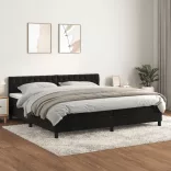 fekete bársony rugós ágy matraccal 200x200 cm