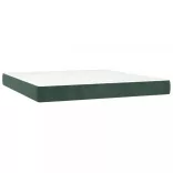 sötétzöld bársony rugós ágy matraccal 200x200 cm