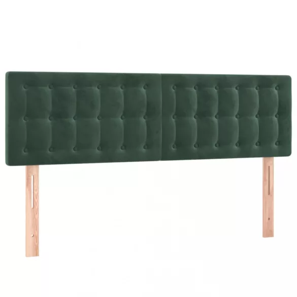 sötétzöld bársony rugós ágy matraccal 140x190 cm