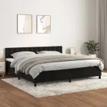 fekete bársony rugós ágy matraccal 200x200 cm