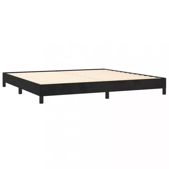 fekete bársony rugós ágy matraccal 200x200 cm