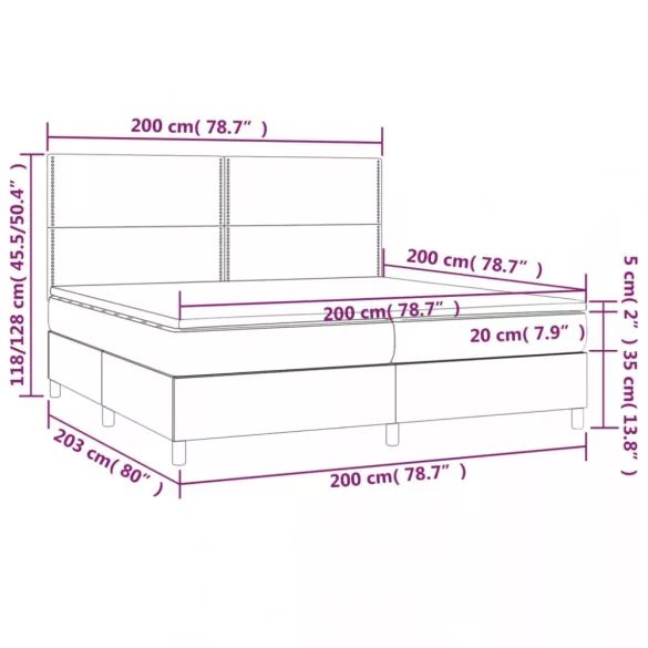 sötétszürke szövet rugós ágy matraccal 200 x 200 cm