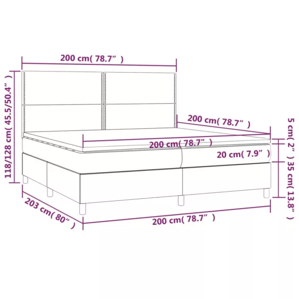 tópszínű szövet rugós ágy matraccal 200 x 200 cm
