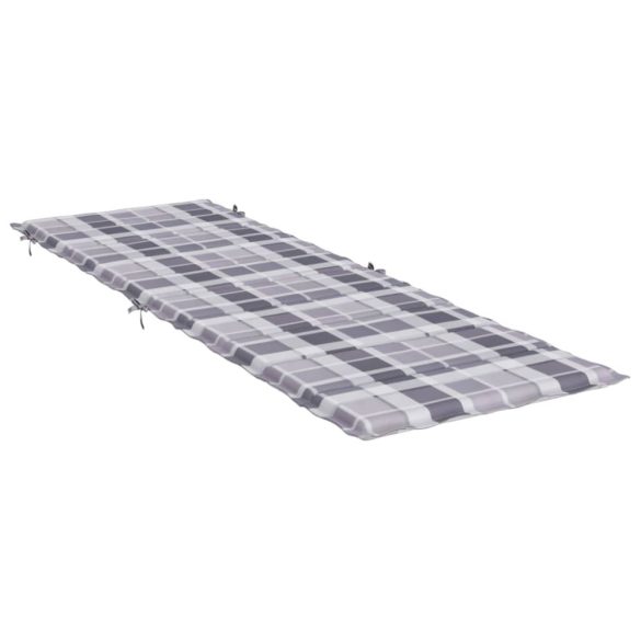 szürke kockás oxford szövet napozóágy párna 186x58x4 cm