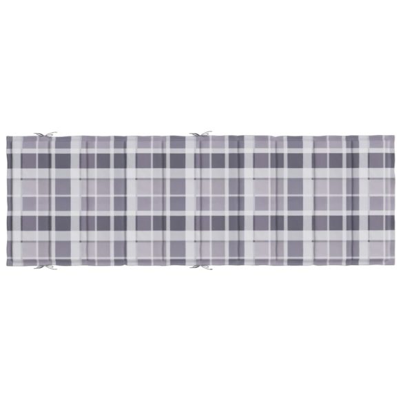 szürke kockás oxford szövet napozóágy párna 186x58x4 cm