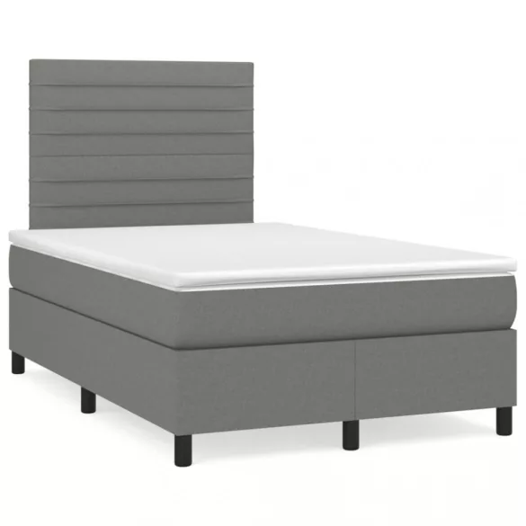 sötétszürke szövet rugós ágy matraccal 120 x 200 cm