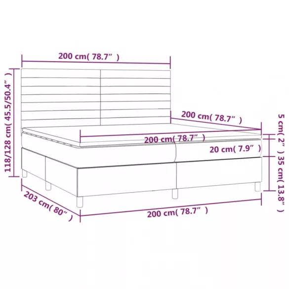 sötétszürke szövet rugós ágy matraccal 200 x 200 cm