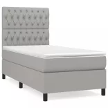 világosszürke szövet rugós ágy matraccal 100 x 200 cm