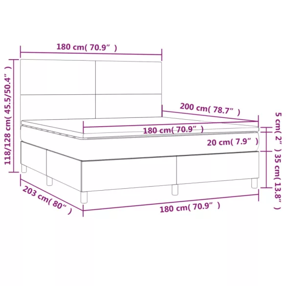 tópszínű szövet rugós ágy matraccal 180 x 200 cm