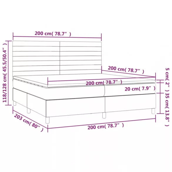 sötétszürke szövet rugós ágy matraccal 200 x 200 cm
