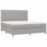 világosszürke szövet rugós ágy matraccal 160 x 200 cm