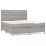 világosszürke szövet rugós ágy matraccal 160 x 200 cm