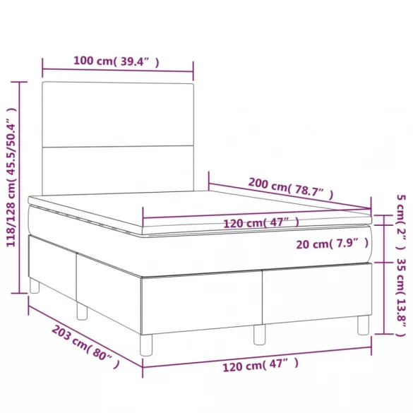 fekete műbőr rugós ágy matraccal 120 x 200 cm