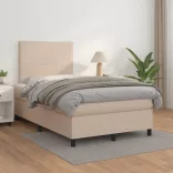 cappuccino színű műbőr rugós ágy matraccal 120 x 200 cm