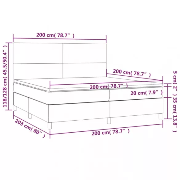 fehér műbőr rugós ágy matraccal 200 x 200 cm