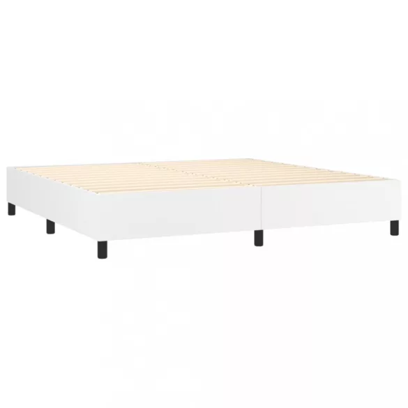 fehér műbőr rugós ágy matraccal 200 x 200 cm