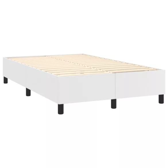 fehér műbőr rugós ágy matraccal 120 x 200 cm