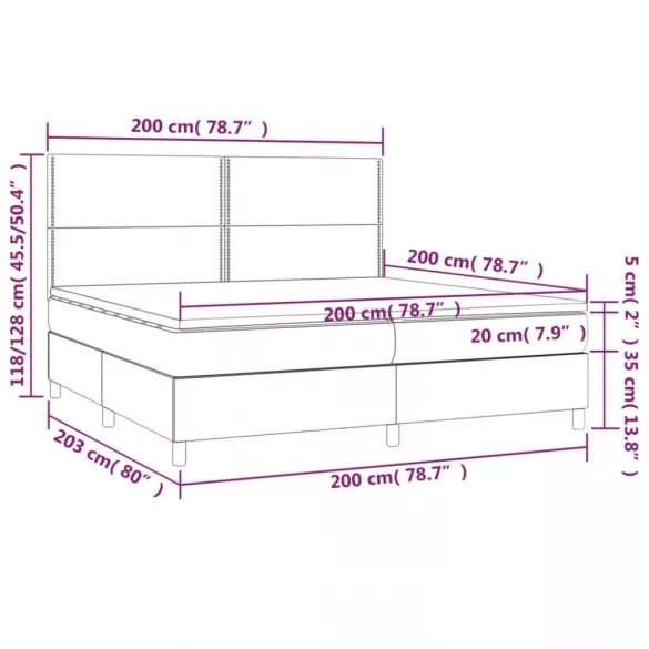 fehér műbőr rugós ágy matraccal 200 x 200 cm