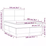 világosszürke bársony rugós ágy matraccal 140x200 cm