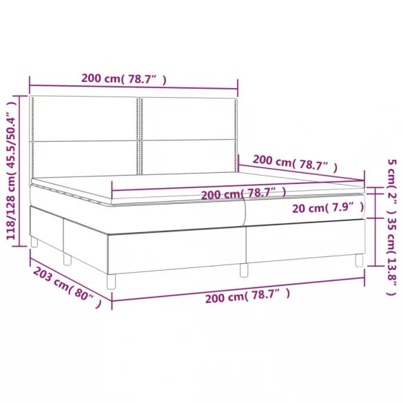 világosszürke bársony rugós ágy matraccal 200x200 cm