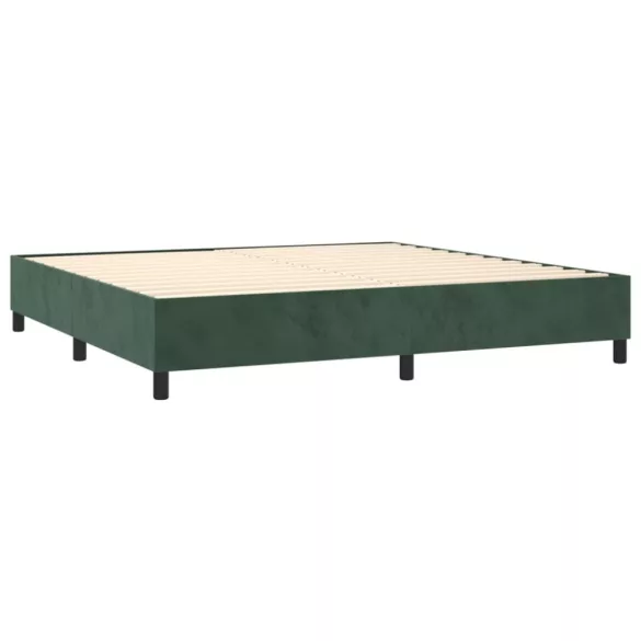 sötétzöld bársony rugós ágy matraccal 200x200 cm