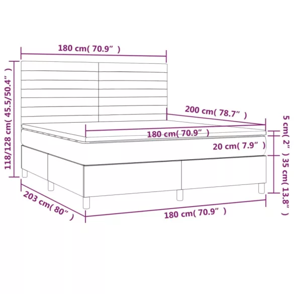 világosszürke bársony rugós ágy matraccal 180x200 cm