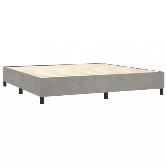 világosszürke bársony rugós ágy matraccal 200x200 cm