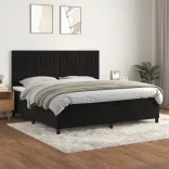 fekete bársony rugós ágy matraccal 200x200 cm