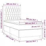 fekete bársony rugós ágy matraccal 100 x 200 cm